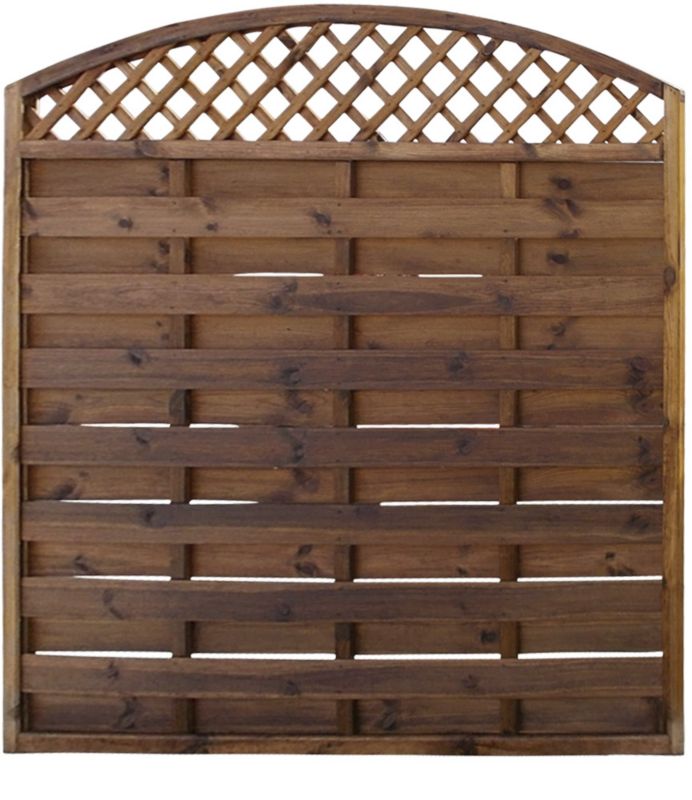 Hegn med bue og gitter 180 x 180 cm brun ramme 35 mm