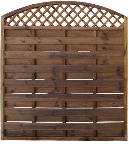 Hegn med bue og gitter 180 x 180 cm brun ramme 35 mm