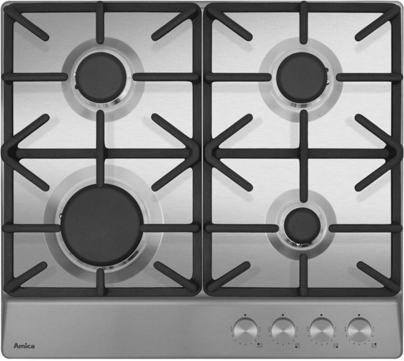 Amica PGA6112APF gasblus i stål 60 cm med 4 brændere