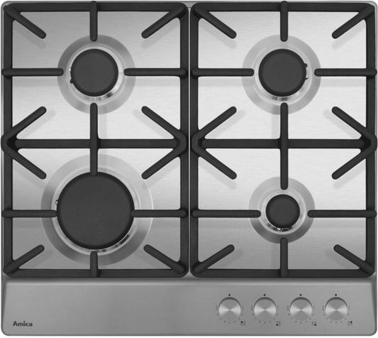 Amica PGA6112APF gasblus i stål 60 cm med 4 brændere