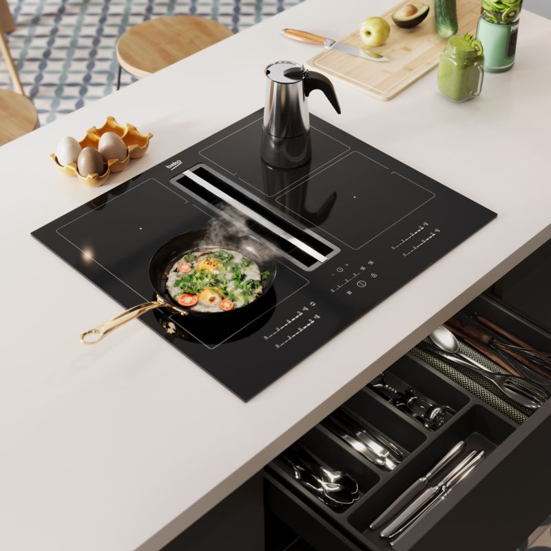 Beko induktionskogeplade med integreret emhætte HIXI647