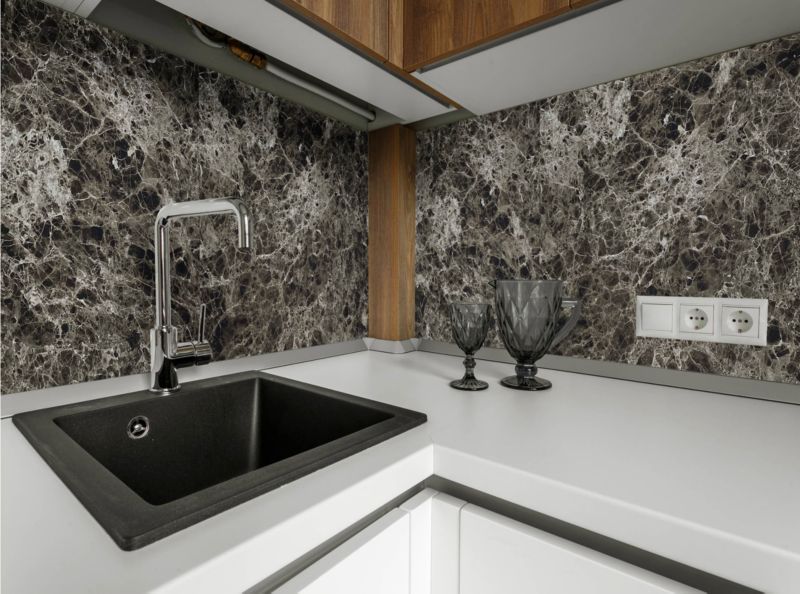 PCV-vægpanel 2440 x 610 mm mørk marmor