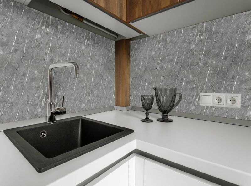 PCV-vægplade 2440 x 610 mm grå marmor