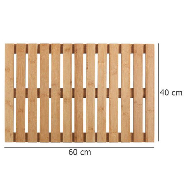 Bambus Bademåtte 60x40 cm Brun Skridsikker