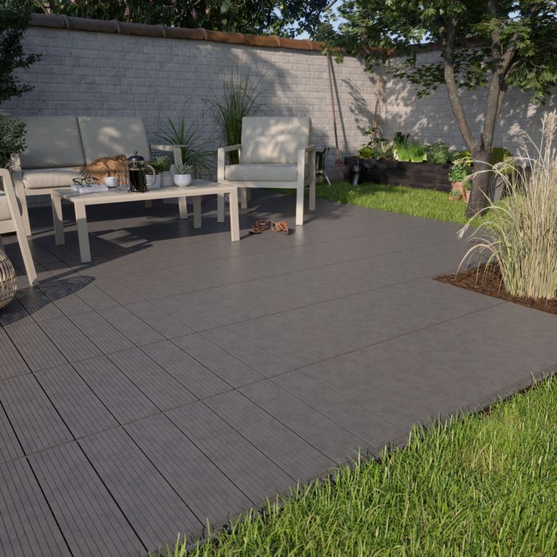 Klikstrom Horten terrasseflise i antracit 45 x 45 cm