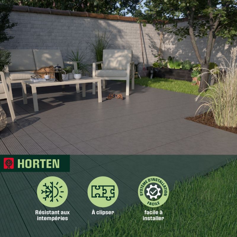 Klikstrom Horten terrasseflise i antracit 45 x 45 cm