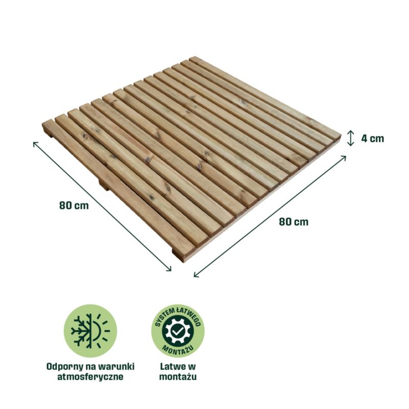 Klikstrom Skien terrasseplatform i fyrretræ 80 x 80 x 4 cm