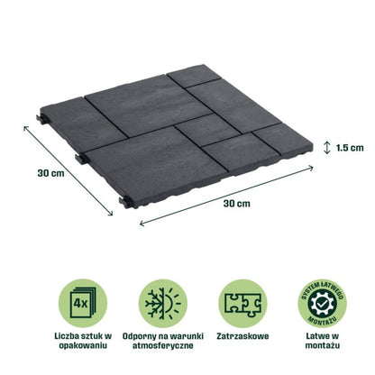Klikstrom Vadso terrasseflise 30 x 30 cm i antracit