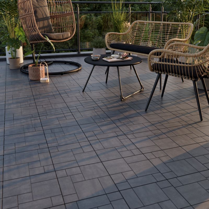 Klikstrom Vadso terrasseflise 30 x 30 cm i antracit