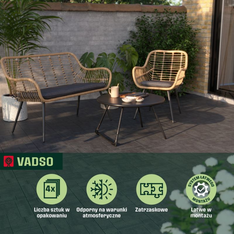 Klikstrom Vadso terrasseflise 30 x 30 cm grå