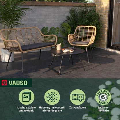 Klikstrom Vadso terrasseflise 30 x 30 cm grå