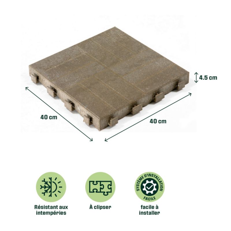 Blooma kompositdæk med kliksystem 40 x 40 x 4,5 cm i brun