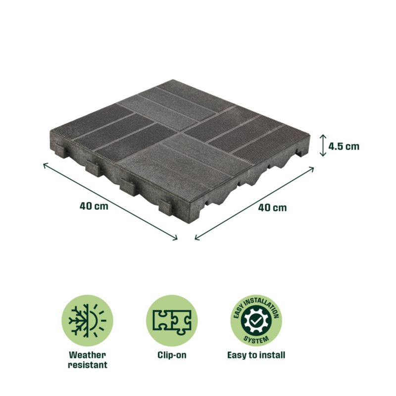 Blooma kompositpodie med kliksystem 40 x 40 x 4,5 cm grå