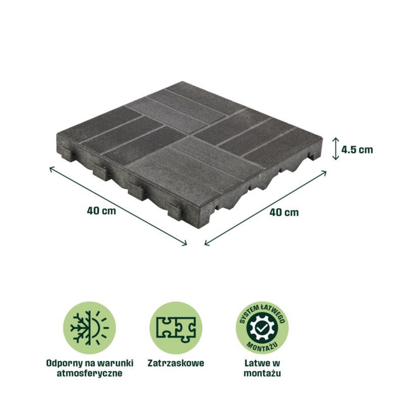 Blooma kompositpodie med kliksystem 40 x 40 x 4,5 cm grå