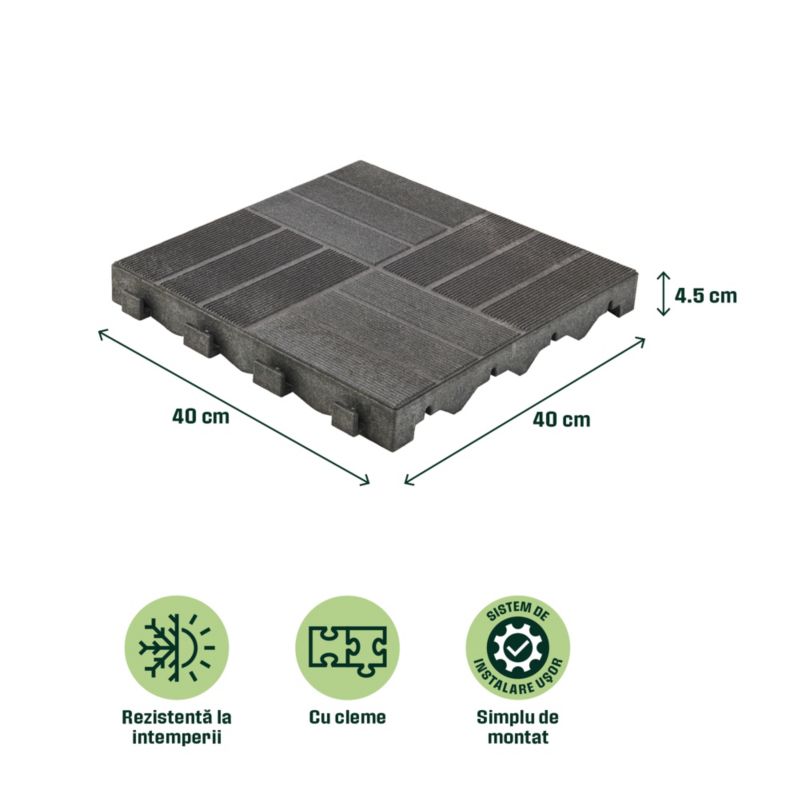 Blooma kompositpodie med kliksystem 40 x 40 x 4,5 cm grå