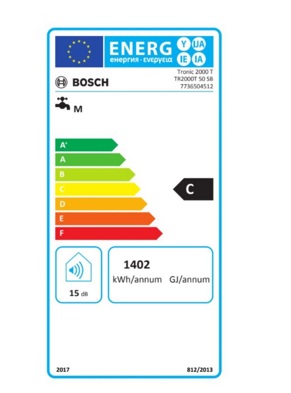 Bosch-Junkers TR2000T 50 SB elektrisk vandvarmer Slim-type 50 l, 1 stk.