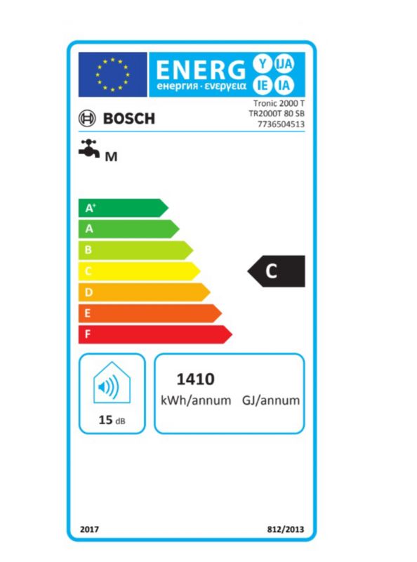 Elektrisk varmtvandsbeholder Bosch-Junkers TR2000T 80 SB Slim 80 l, 1 stk.