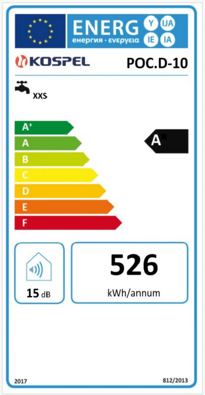 Elektrisk vandvarmer Kospel POC.D-10 Luna inox, under vask, trykbeholder, 1 stk.