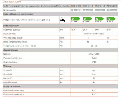 Elektronisk Gennemstrømningsvandvarmer 18 kW 400V