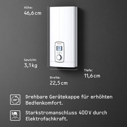Gennemstrømningsvandvarmer 18/21/24 kW Elektronisk Hvid