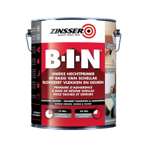 Spærregrunding B-I-N Shellak Hvid 2,5 Liter | 5413436049874