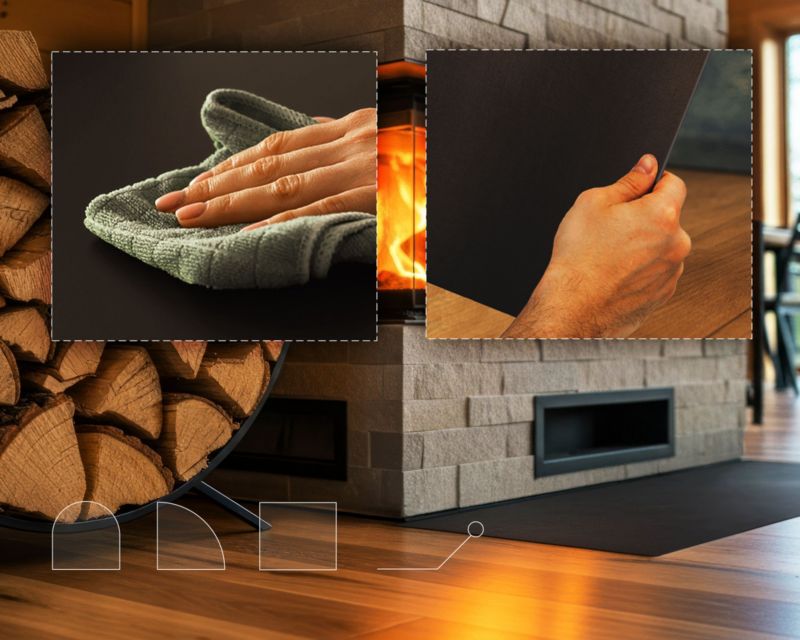Pejseplade 80x70 cm Sort Mat Stål