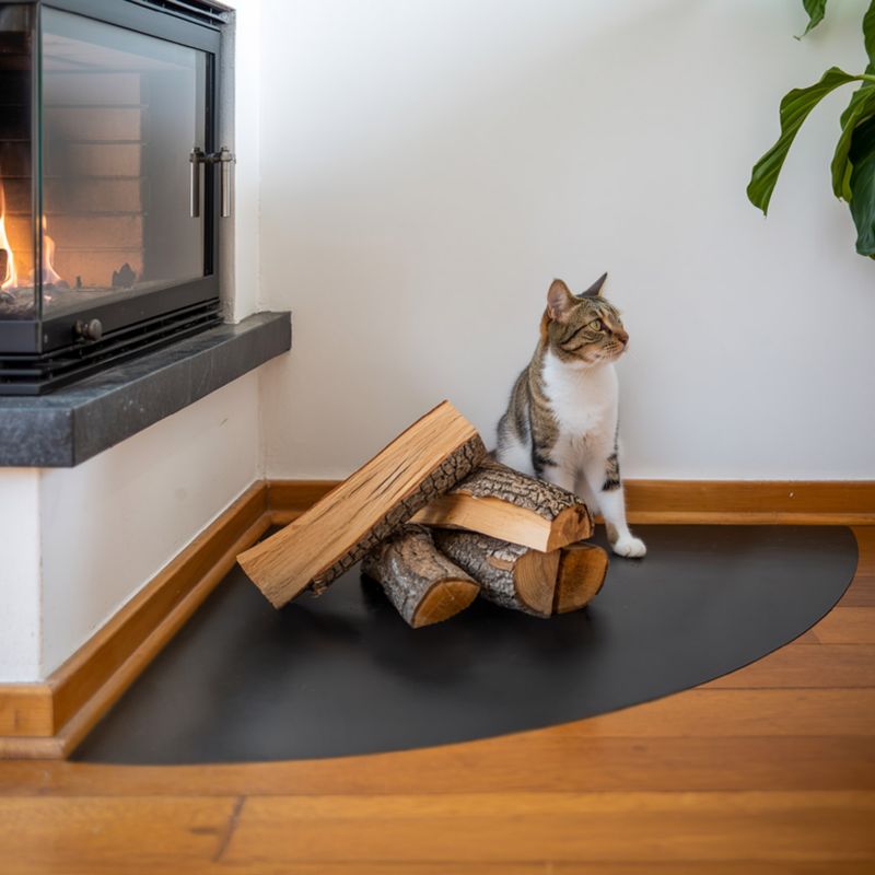 Pejseplade Hjørne 100x100 cm Sort Stål