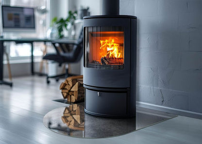 Glasgulvplade Halvoval 80x70 cm Grå