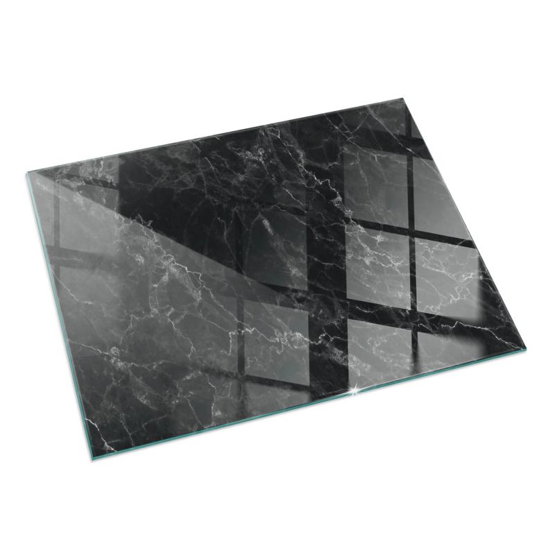 Gulvplade Glas 120x80 cm Marmormønster Sort
