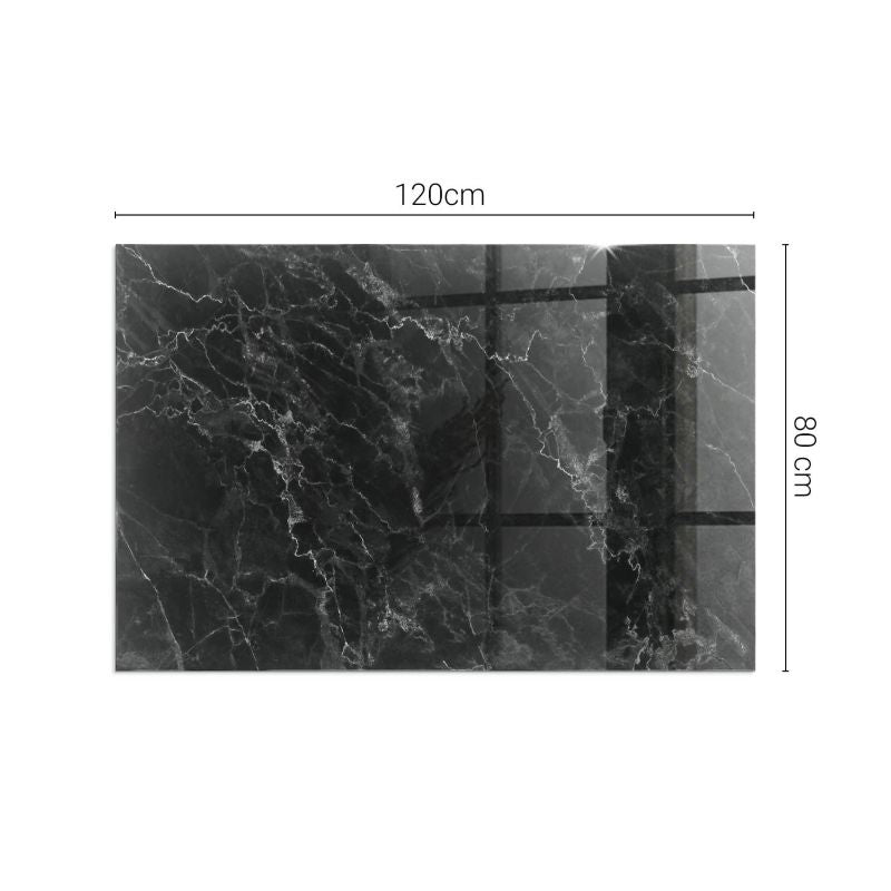 Gulvplade Glas 120x80 cm Marmormønster Sort