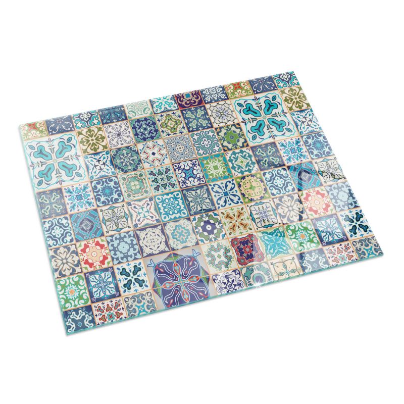 Glasgulvplade 120x80 cm Mosaikmønster Blå 4070095819128
