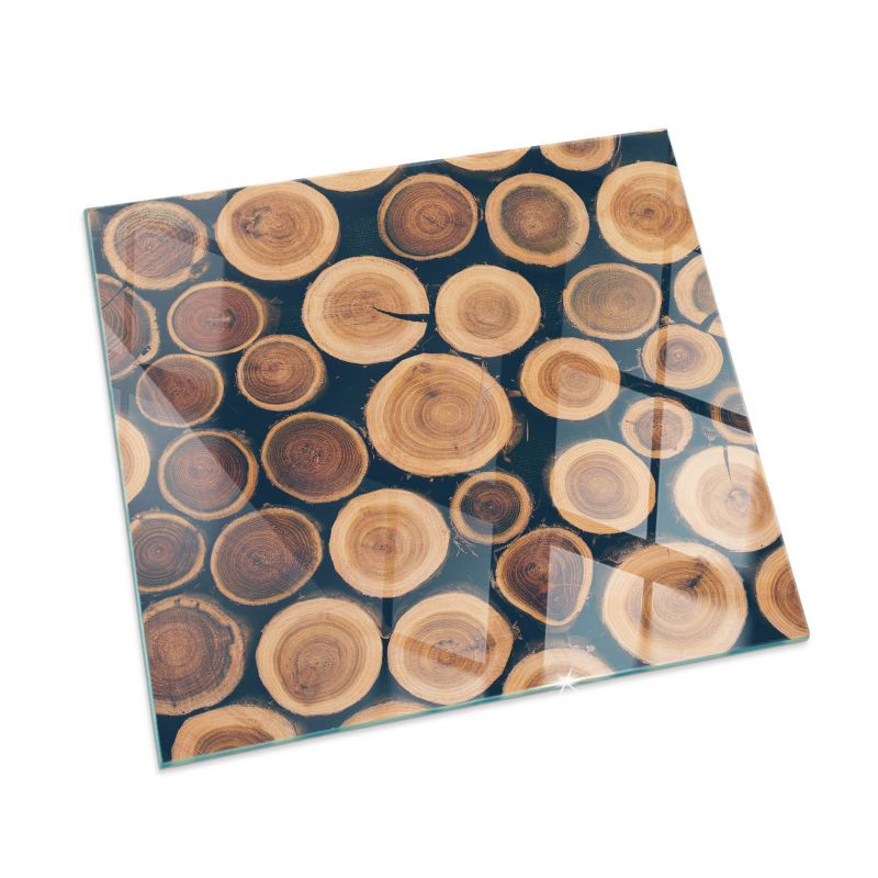 Glasgulvplade 50x50 cm Brænde Motiv Brun