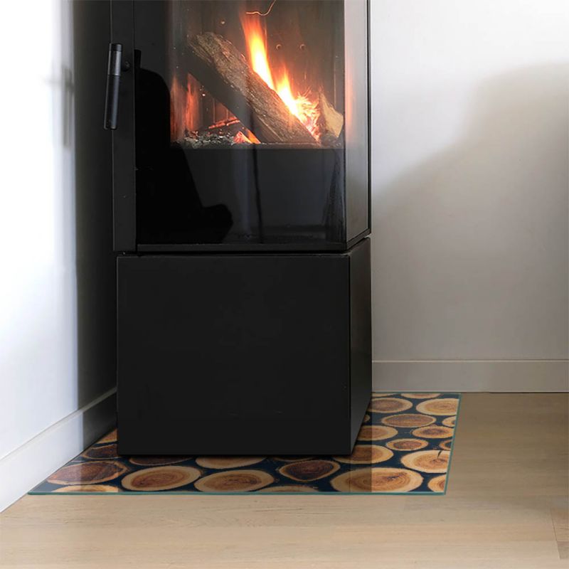 Glasgulvplade 50x50 cm Brænde Motiv Brun