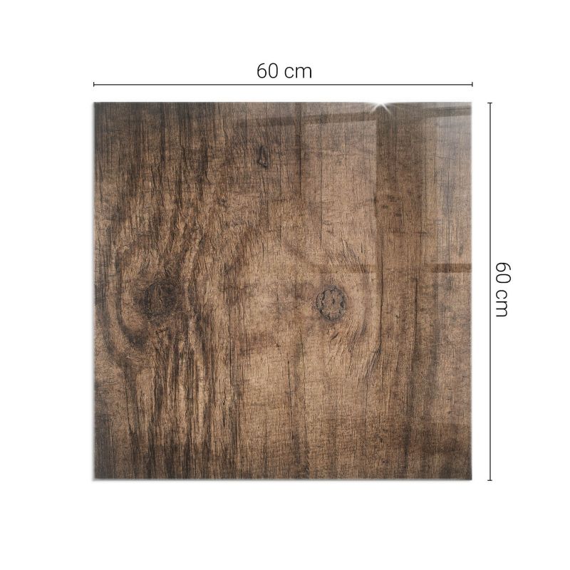 Glasgulvplade 60x60 cm Brun Træmønster