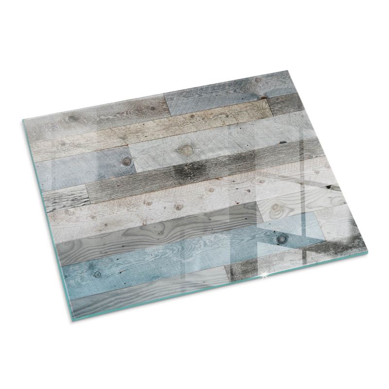 Glasgulvplade til Brændeovn 80x60 cm Træmønster Grå