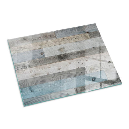 Glasgulvplade til Brændeovn 80x60 cm Træmønster Grå