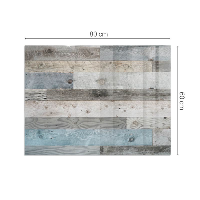 Glasgulvplade til Brændeovn 80x60 cm Træmønster Grå