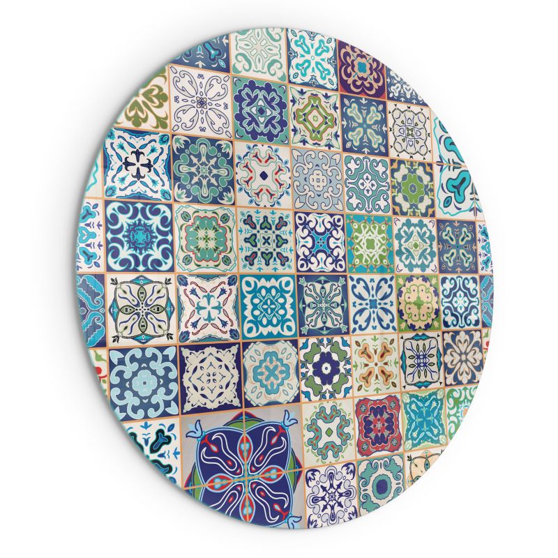 Gulvplade Glas Rund Ø90 cm Mosaikmønster | 4070621506508