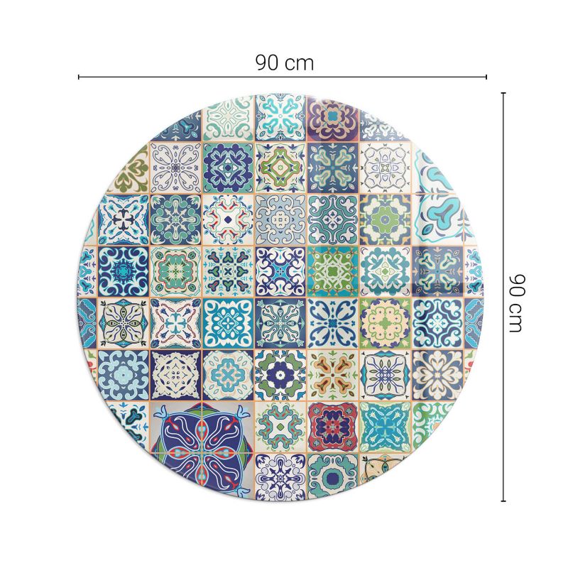 Gulvplade Glas Rund Ø90 cm Mosaikmønster | 4070621506508