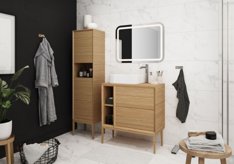 Godt valg: GoodHome Avela sokkel til skab 80 cm i massivt egetræ