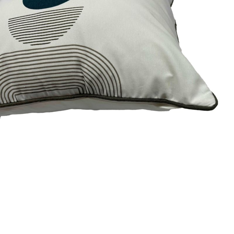 Bomuldspude 45 x 45 cm med grå‑marineblå kant