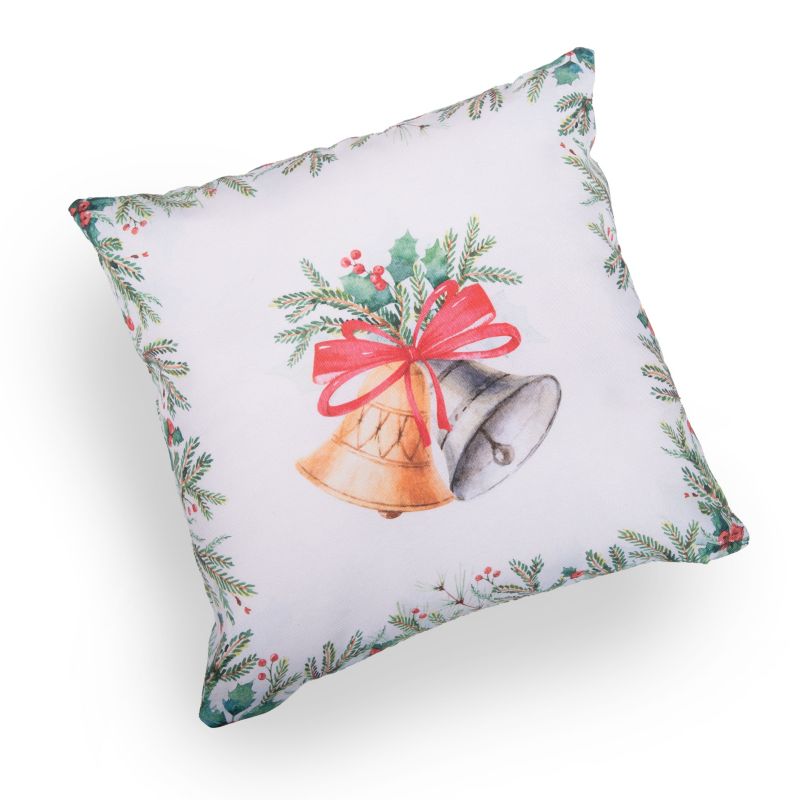 Dekorativ pude med klokkemønster 45 x 45 cm i hvid