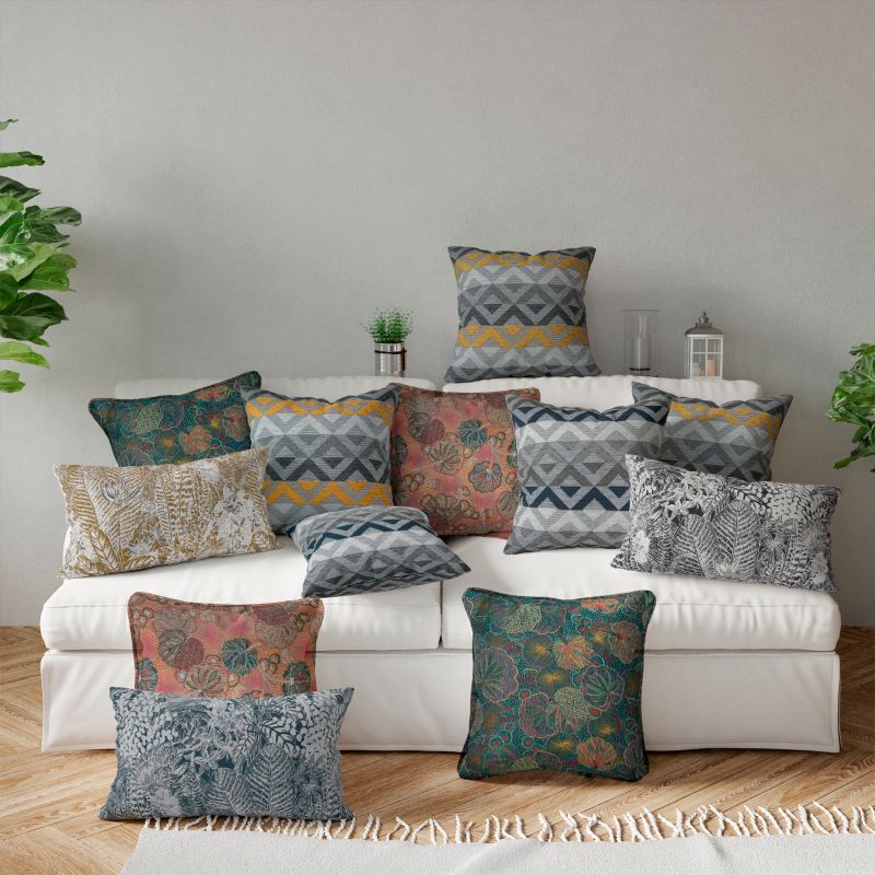 GoodHome Hititi pyntepude 45 x 45 cm med grønne mønstre