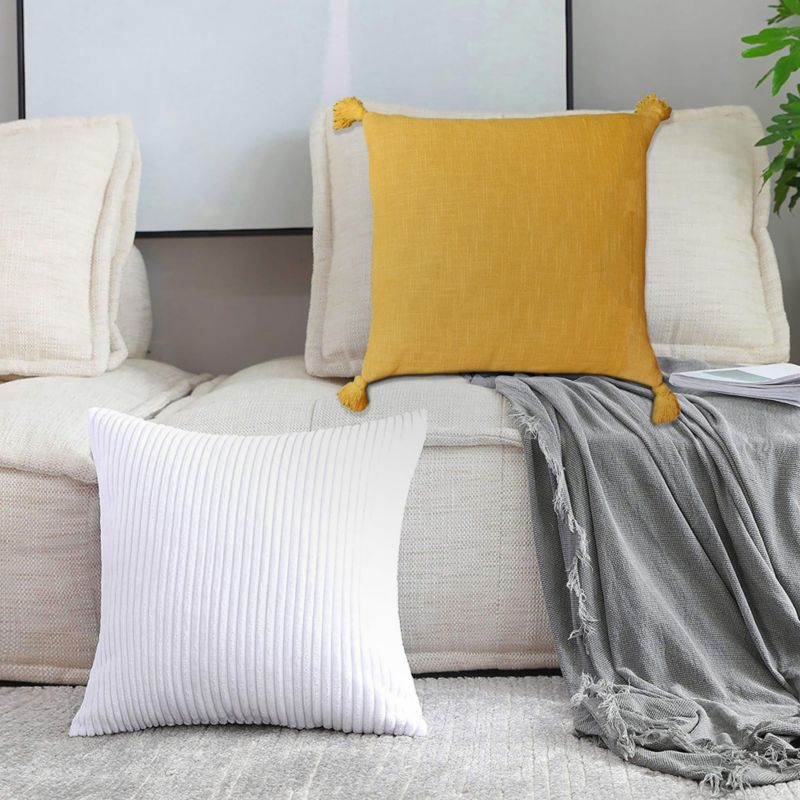 GoodHome Twain dekorationspude 45 x 45 cm i sennepsgul