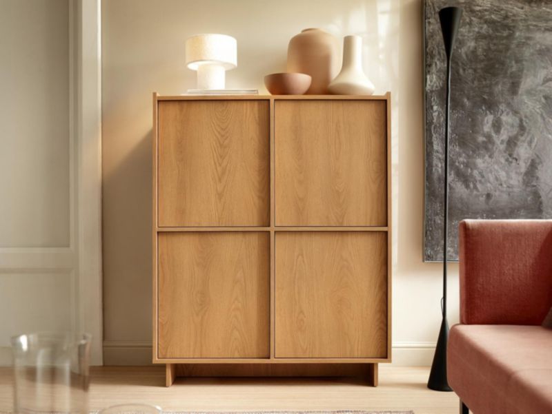 Høj Kommode SUNA 98x124 cm Eg Karmel Japandi