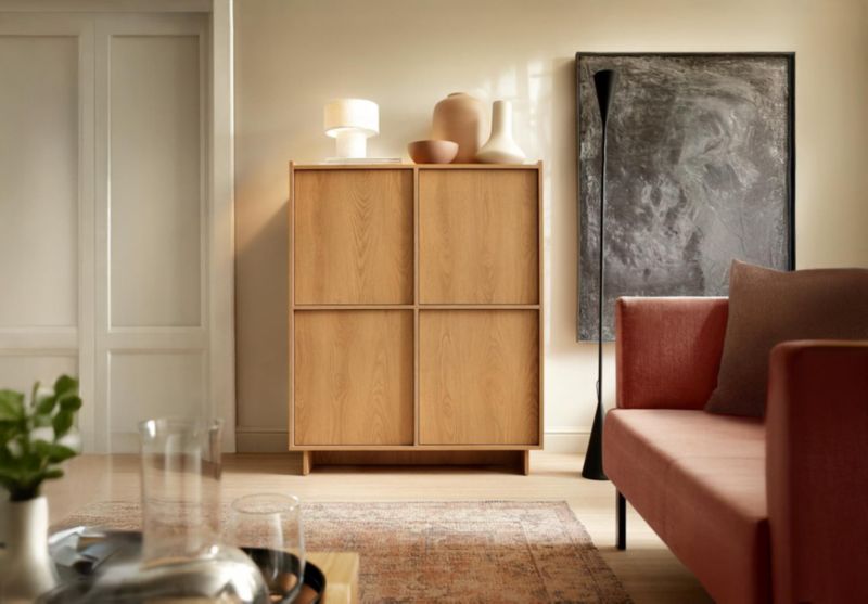Høj Kommode SUNA 98x124 cm Eg Karmel Japandi