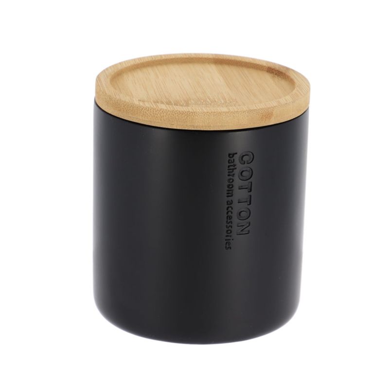 Badeværelsesbeholder med Låg 9,5x11 cm Sort | 3664323159691