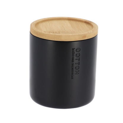 Badeværelsesbeholder med Låg 9,5x11 cm Sort | 3664323159691