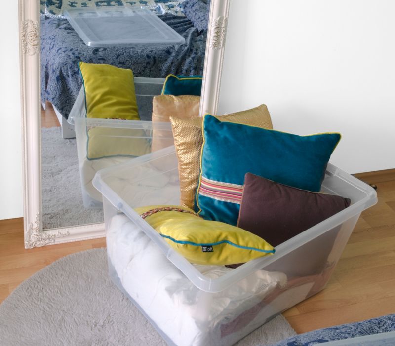 GoodHome Calan opbevaringsboks med låg og hjul, 63 l
