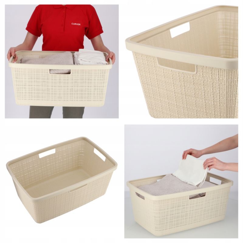 Curver Jute vasketøjskurv 46L i creme